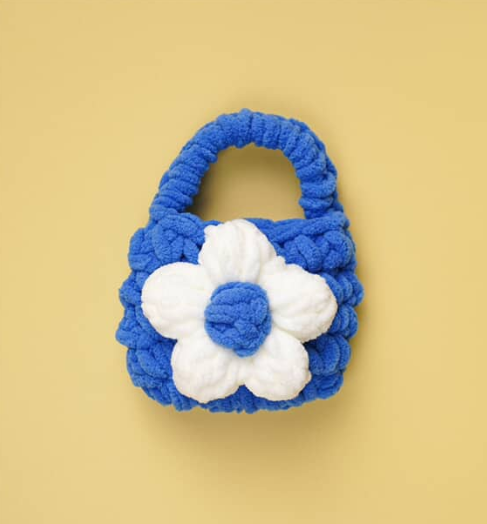 Fluffy Flower Knit Mini Bag