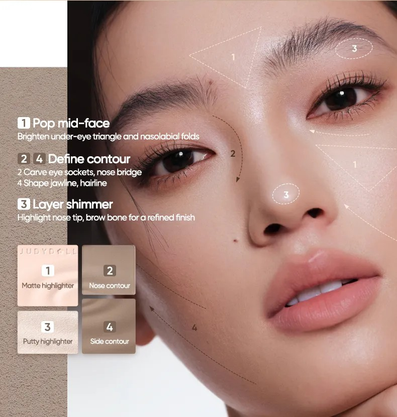 Judydoll 2 IN 1 Highlighter Contour Palette