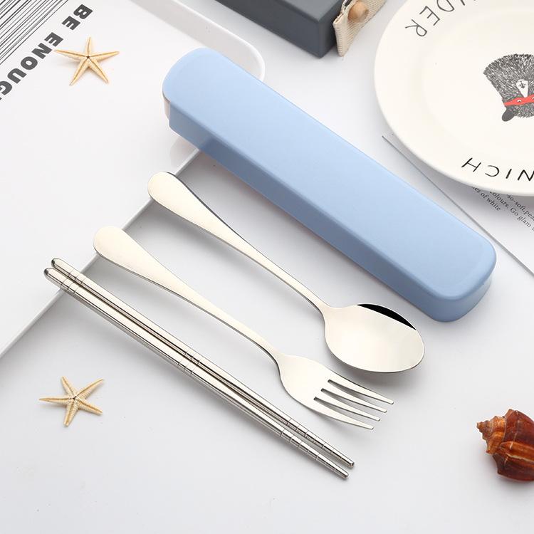 304 Stainless Steel Cutlery Set – Portable Utensil Gift Set with Chopsticks, Spoon & Fork (Ideal for Students & Outdoor Use)