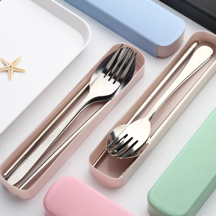304 Stainless Steel Cutlery Set – Portable Utensil Gift Set with Chopsticks, Spoon & Fork (Ideal for Students & Outdoor Use)