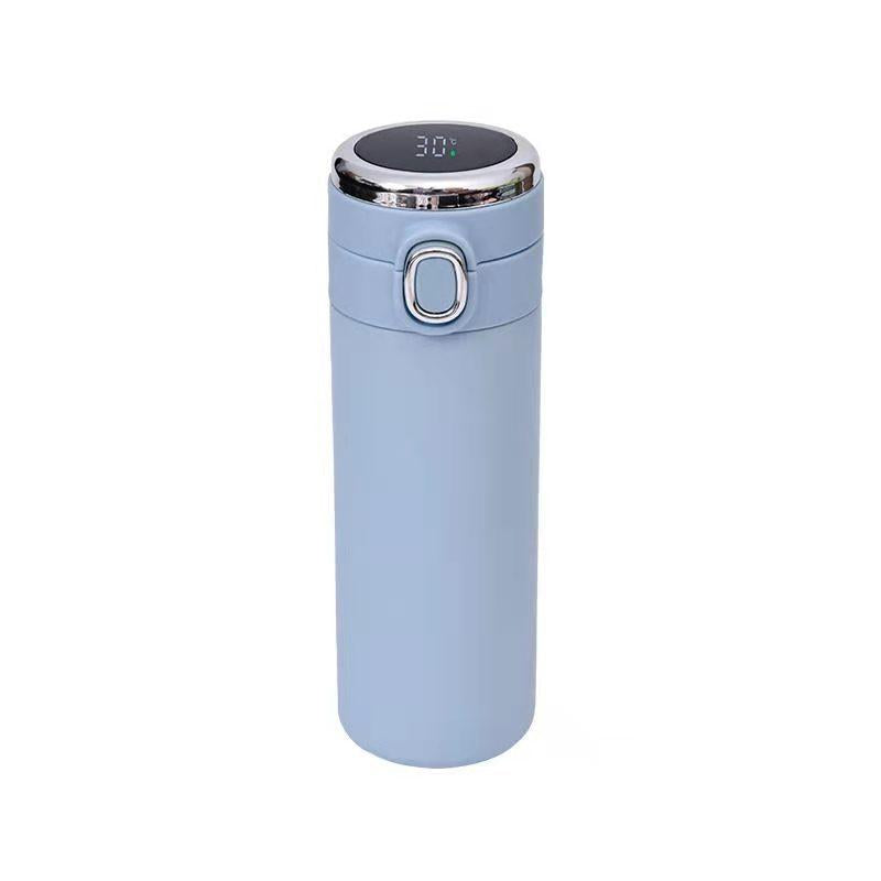 Large-Capacity Stainless Steel Thermos Bottle(420ml) – Smart Temperature Display, Flip Lid, Elegant Pea-Shape Design