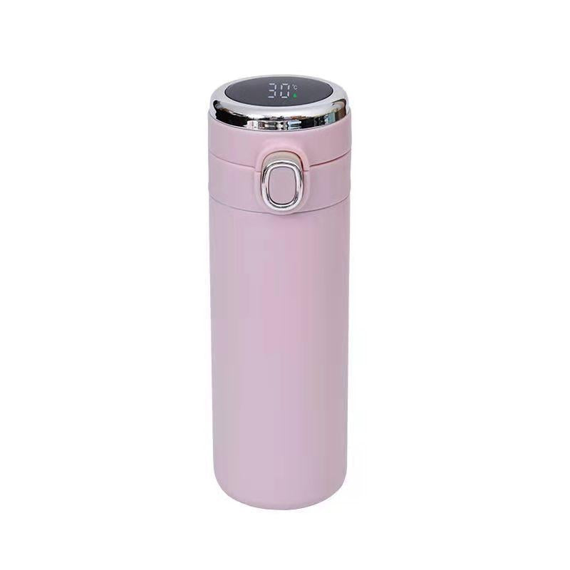 Large-Capacity Stainless Steel Thermos Bottle(420ml) – Smart Temperature Display, Flip Lid, Elegant Pea-Shape Design