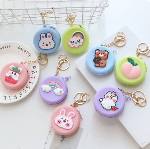 Kawaii Zip Coin Pouch Keychain