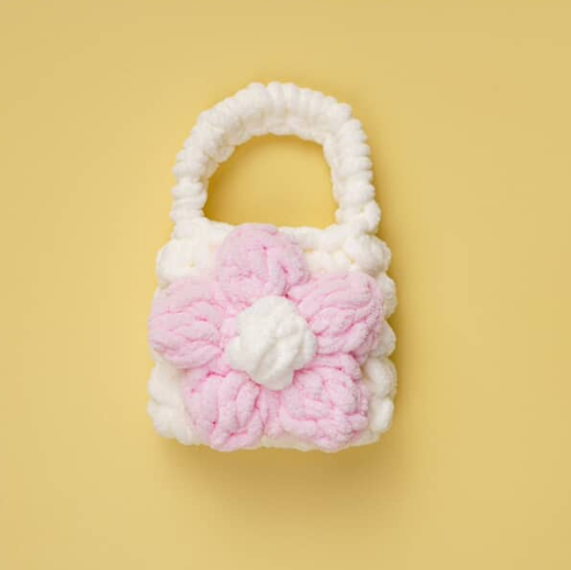Fluffy Flower Knit Mini Bag