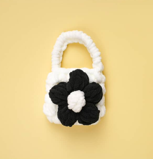 Fluffy Flower Knit Mini Bag