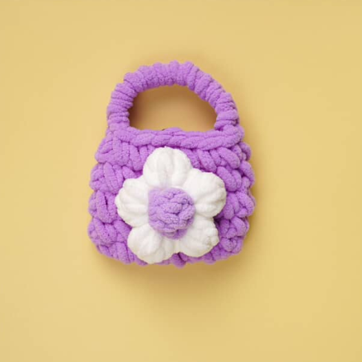 Fluffy Flower Knit Mini Bag