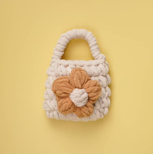 Fluffy Flower Knit Mini Bag