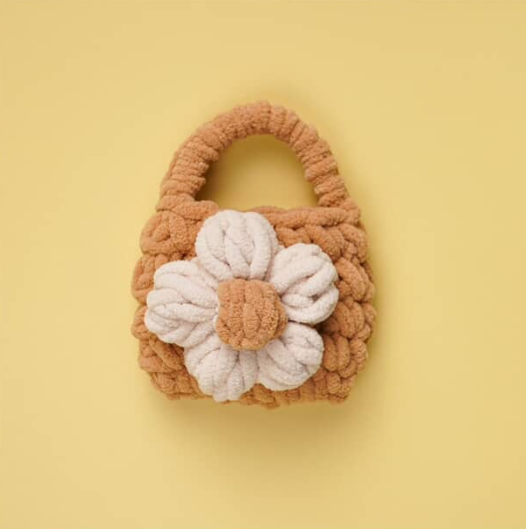 Fluffy Flower Knit Mini Bag