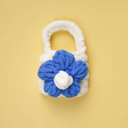 Fluffy Flower Knit Mini Bag