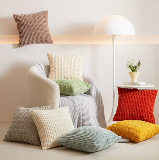 Velvet Ribbed Throw Pillow