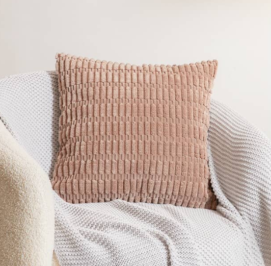 Velvet Ribbed Throw Pillow